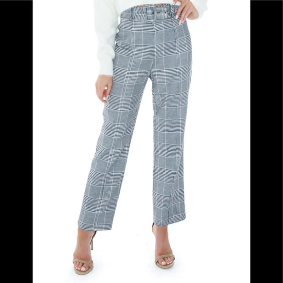 BARDOT
BELTED CHECK PANT - Picture 1 of 5